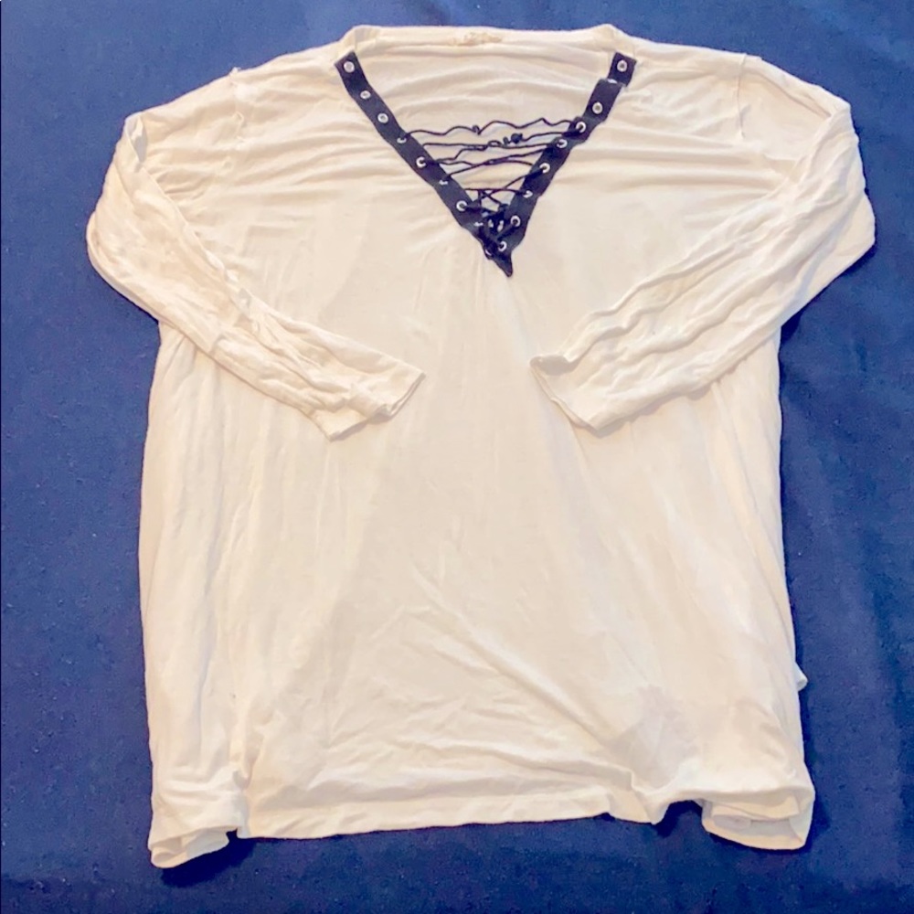Sleek white lace up t-shirt